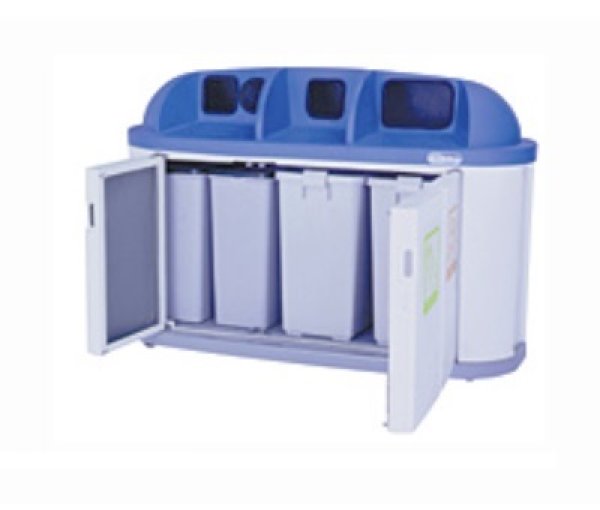 画像2: 分別用ゴミ箱 ジャンボボトム 4台ユニットタイプ LLP300W カイスイマレン ※個人宅配送不可 (2)