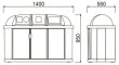 画像3: 分別用ゴミ箱 ジャンボボトム 4台ユニットタイプ LLP300W カイスイマレン ※個人宅配送不可 (3)