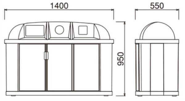 画像3: 分別用ゴミ箱 ジャンボボトム 3台ユニットタイプ LLP300 カイスイマレン ※個人宅配送不可 (3)