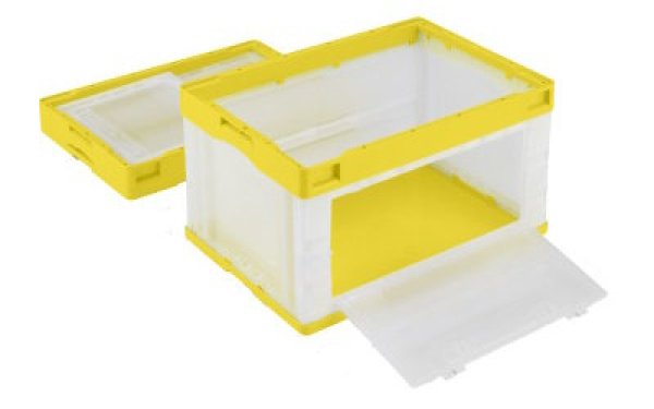 扉付き透明折りたたみコンテナ CB-51NR片扉L(長側) 岐阜プラスチック工業 ※出荷単位(5個)未満別途送料