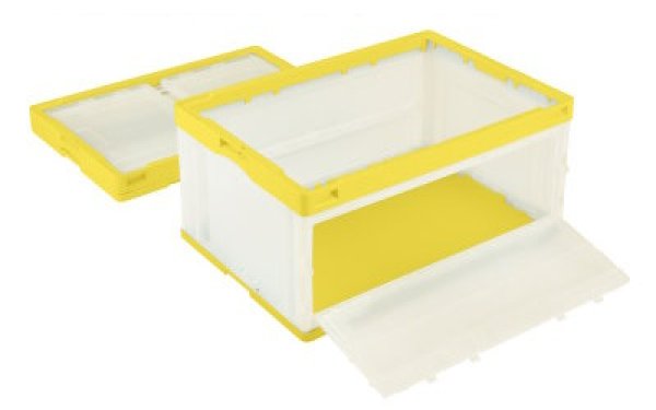 画像2: 扉付き透明折りたたみコンテナ CB-76NR片扉L(長側) 岐阜プラスチック工業 ※出荷単位(5個)未満別途送料 (2)