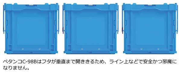 画像2: 折りたたみコンテナ ペタンコ C-95B (蓋付き) 三甲株式会社(サンコー) ※個人宅追加送料・出荷単位(3個)未満別途送料 (2)
